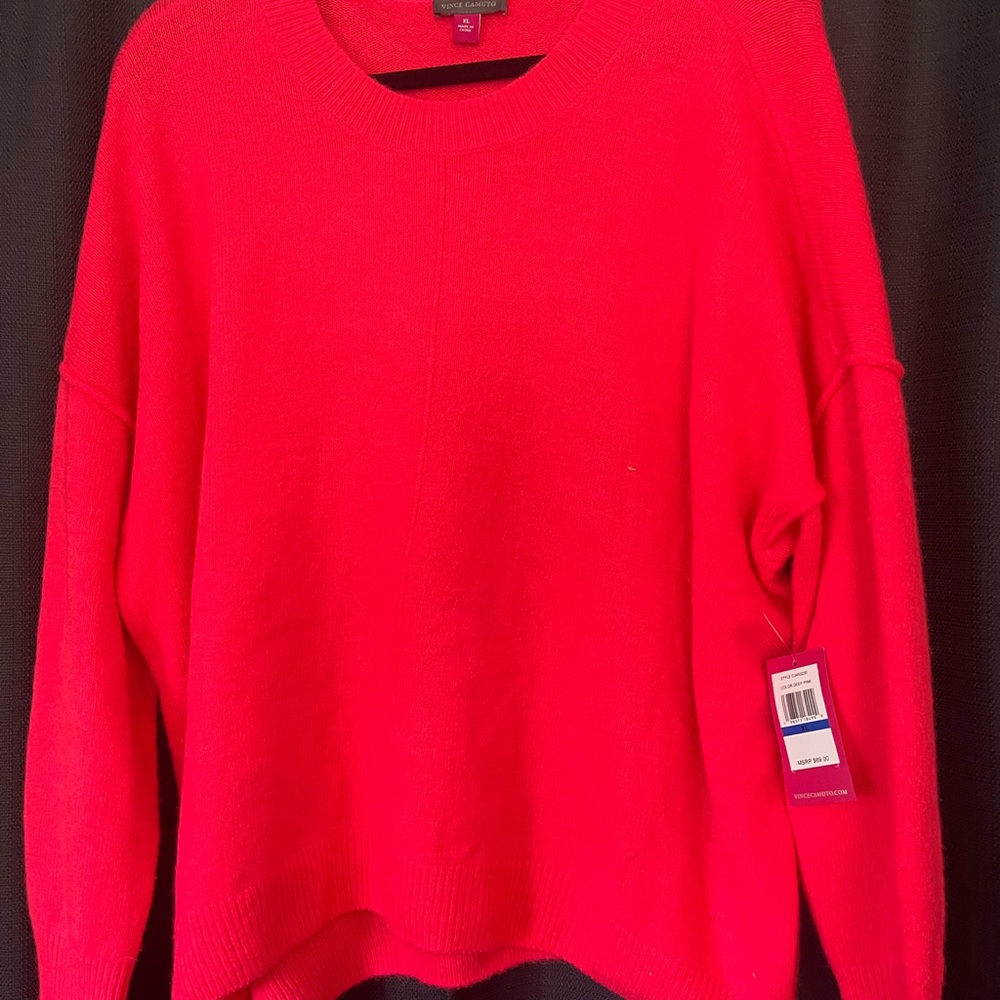 Vince Camuto Vibrant Red Crew Neck Sweater